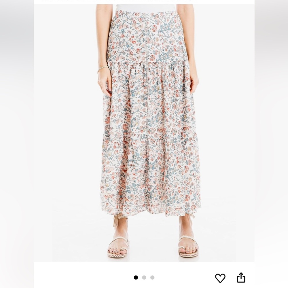 Max Studio Women's Button Front Tiered Midi Skirt